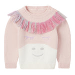 STELLA McCARTNEY maglia girocollo tinta unita con ricami e frange Rosa per Neonata TT9060 ROSA STELLA McCARTNEY 