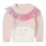 STELLA McCARTNEY maglia girocollo tinta unita con ricami e frange Rosa per Neonata TT9060 ROSA STELLA McCARTNEY 