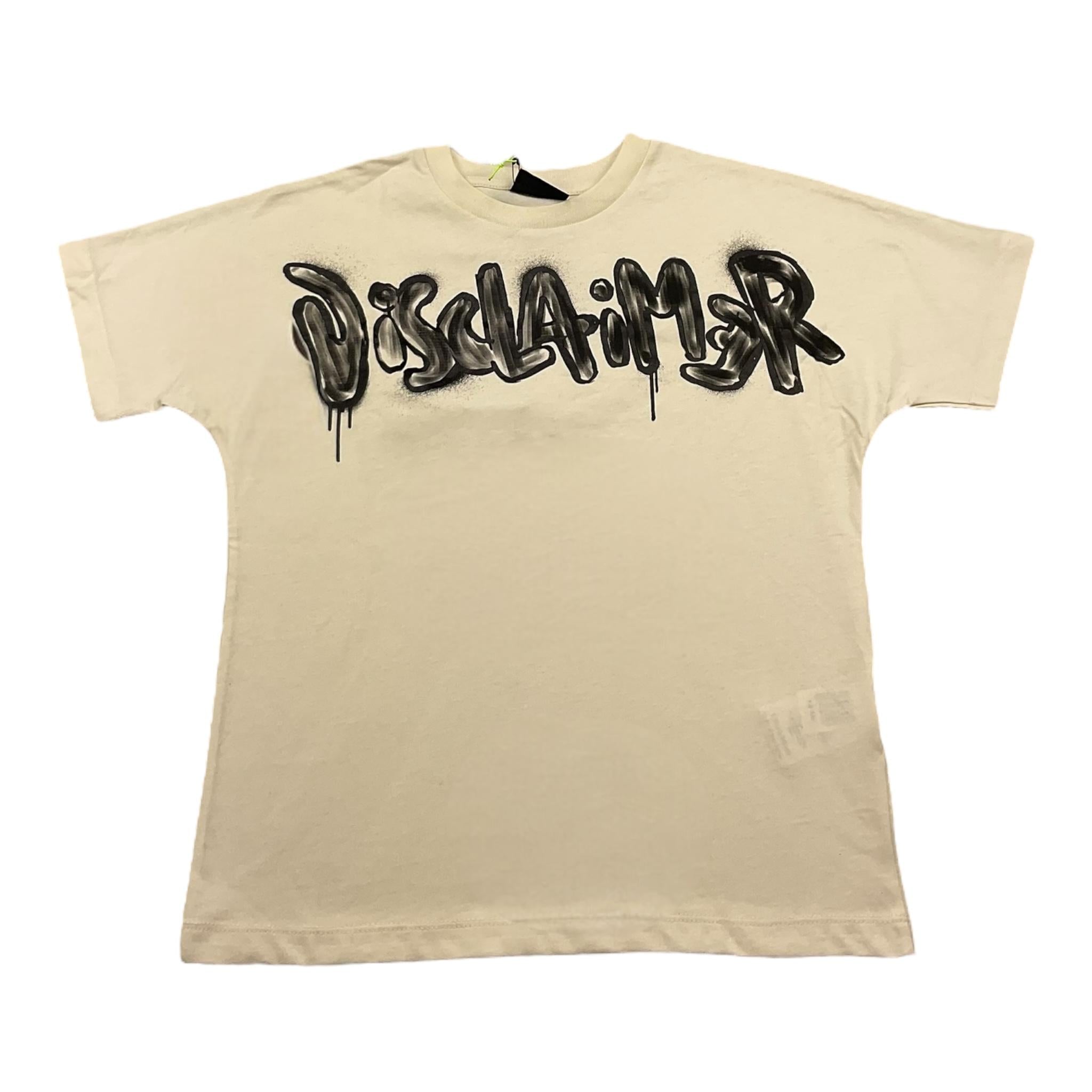 DISCLAIMER t-shirt girocollo tinta unita con stampa in contrasto Panna per Bambino 24IDK58245X PANNA DISCLAIMER 