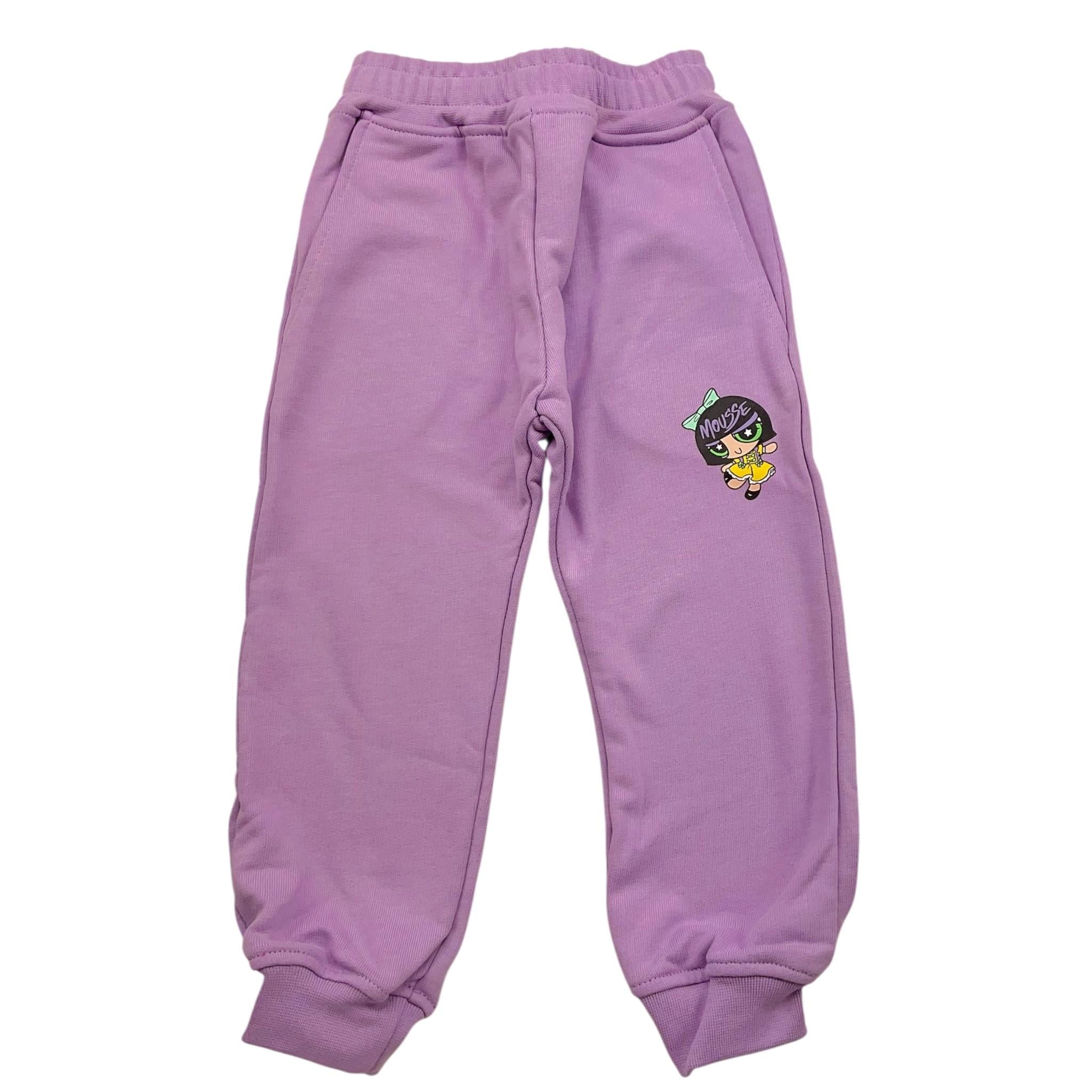 MOUSSE pantalone tinta unita modello tuta con stampa Lilla per Bambina HKPG362L LILLA MOUSSE 