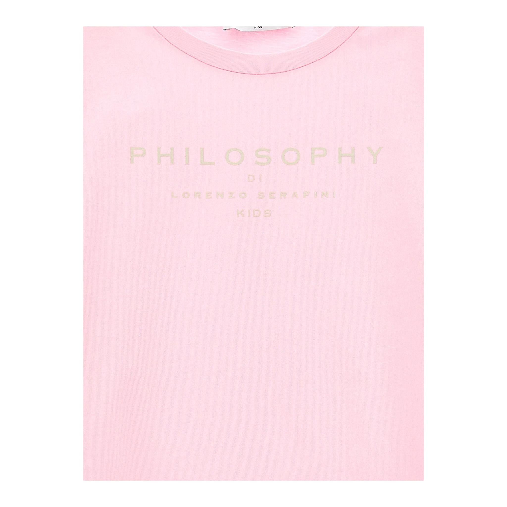 Philosophy T-Shirt Girocollo Tinta Unita con Stampa per Bambina I1E605 ROSA PHILOSOPHY 