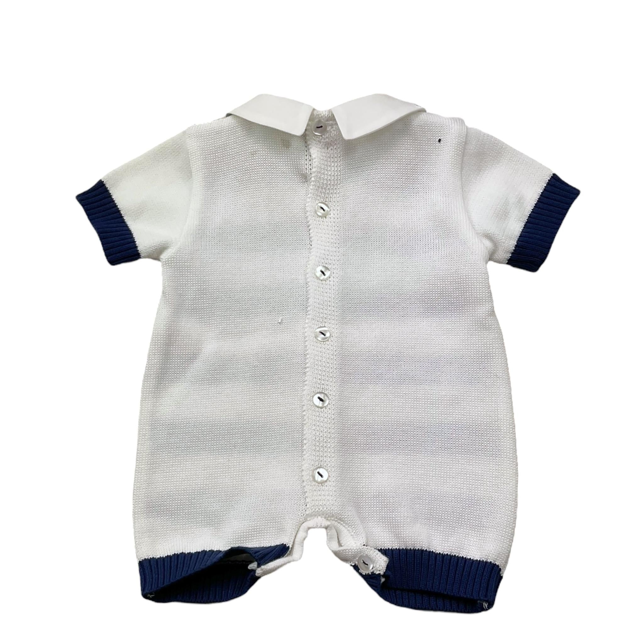 I Delfi Pagliaccetto Bicolore con Fantasia A Righe per Neonato 25P5398 BIANCO/BLU I DELFI 