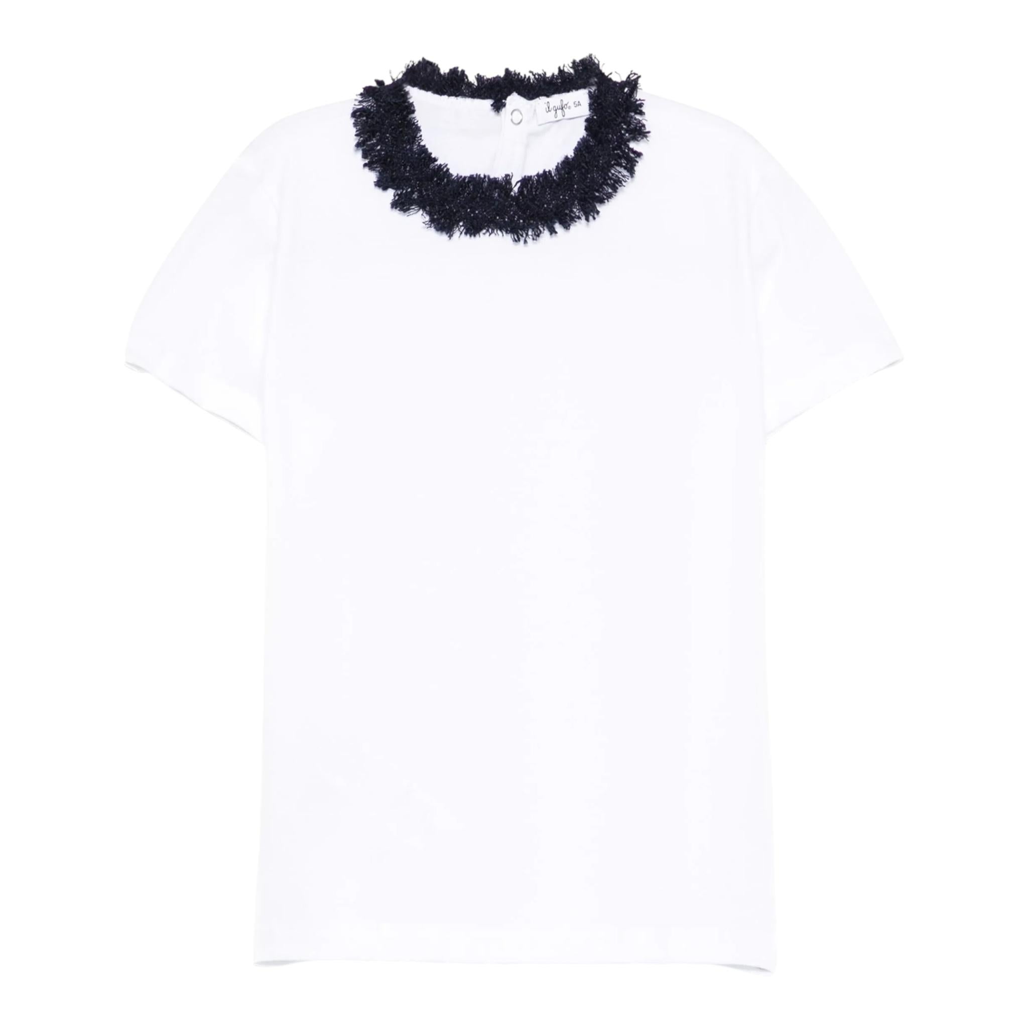 Il Gufo T-Shirt Tinta Unita con Girocollo In Contrasto per Bambina P25TS240MF032 BIANCO IL GUFO 