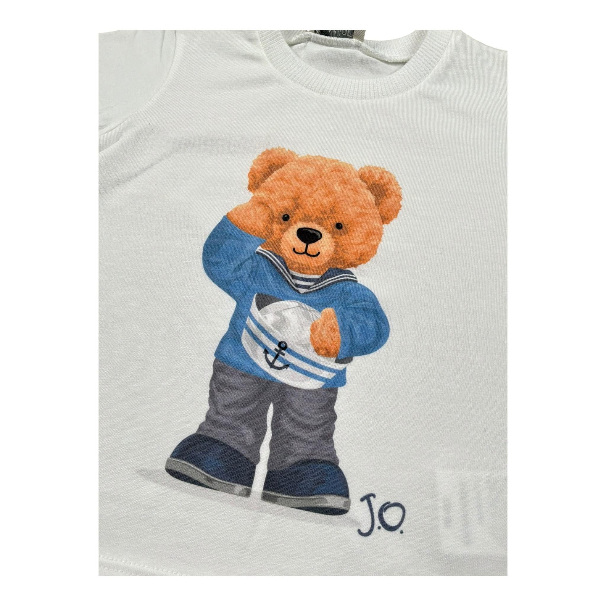 J.O. Milano T-Shirt Girocollo Tinta Unita con Stampa Orso per Neonato 576L1 BIANCO J.O. MILANO 