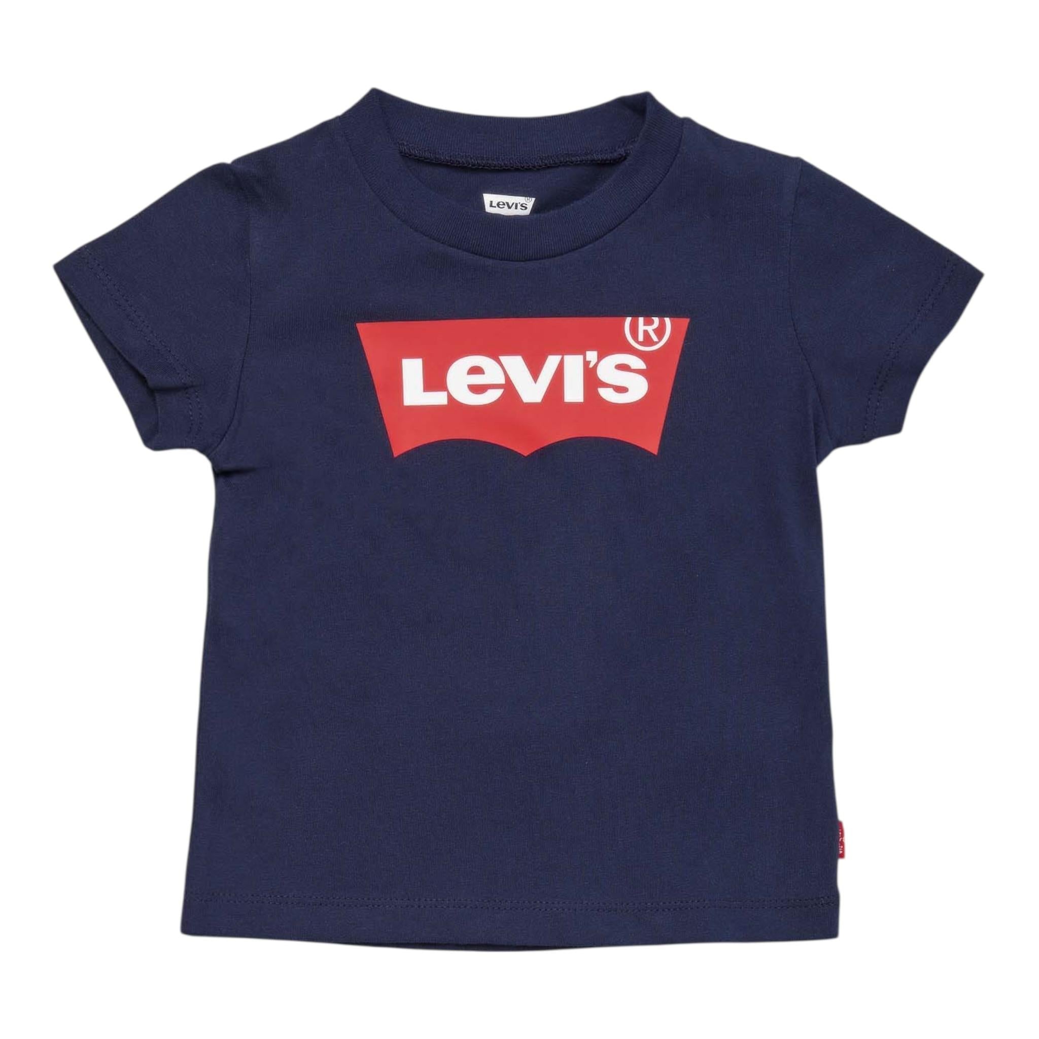 Levi'S T-Shirt Girocollo tinta unita con Logo Blu per Neonato 6E8157XXXX BLU LEVI'S 
