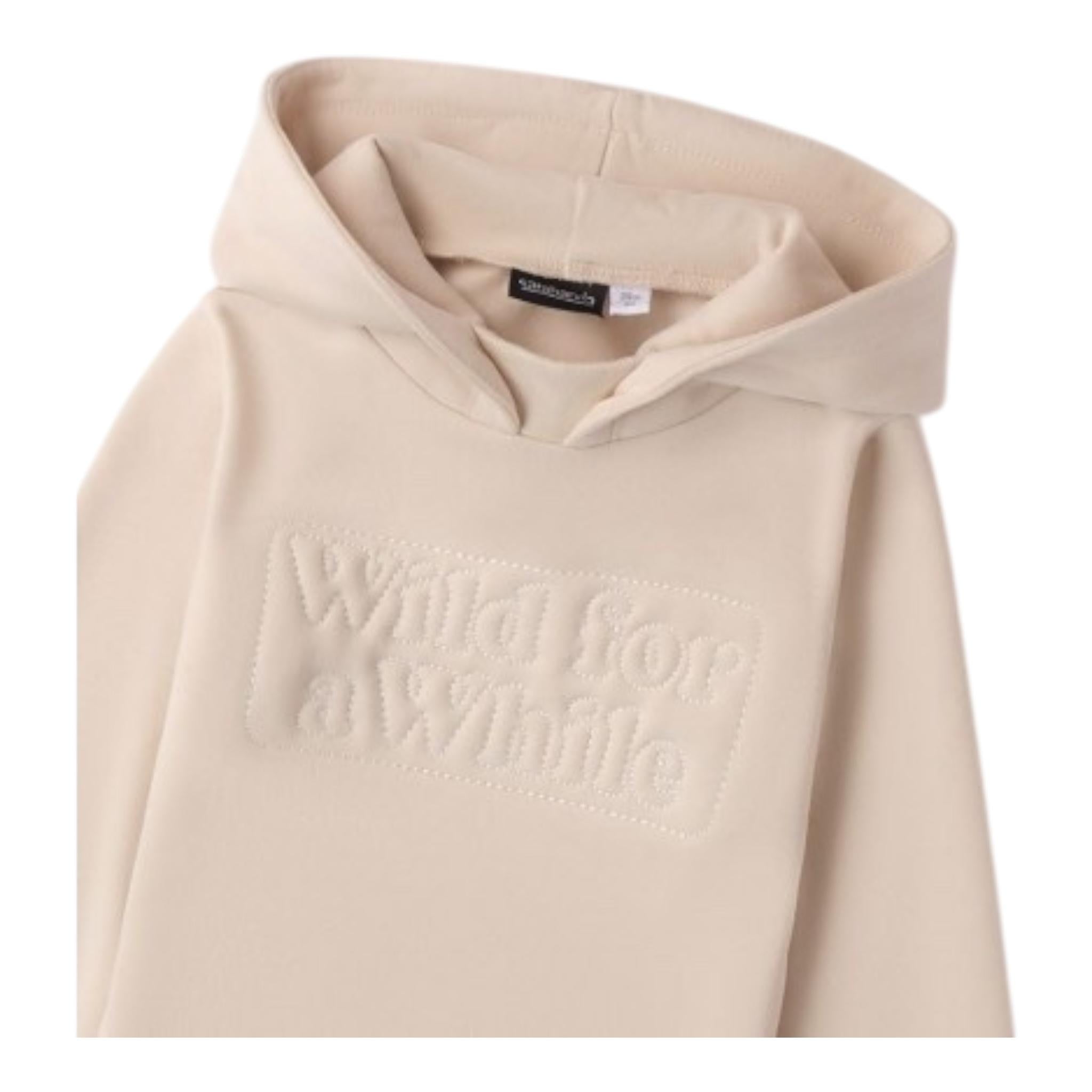 SARABANDA felpa tinta unita con cappuccio e stampa Beige per Bambino 0A150 BEIGE SARABANDA 