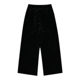 Chiara Ferragni Solid Color Velvet Trousers With Logo Profiles Black For Girls