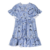 Etro Half Sleeve Dress Solid Color With Light Blue Pattern For Girls