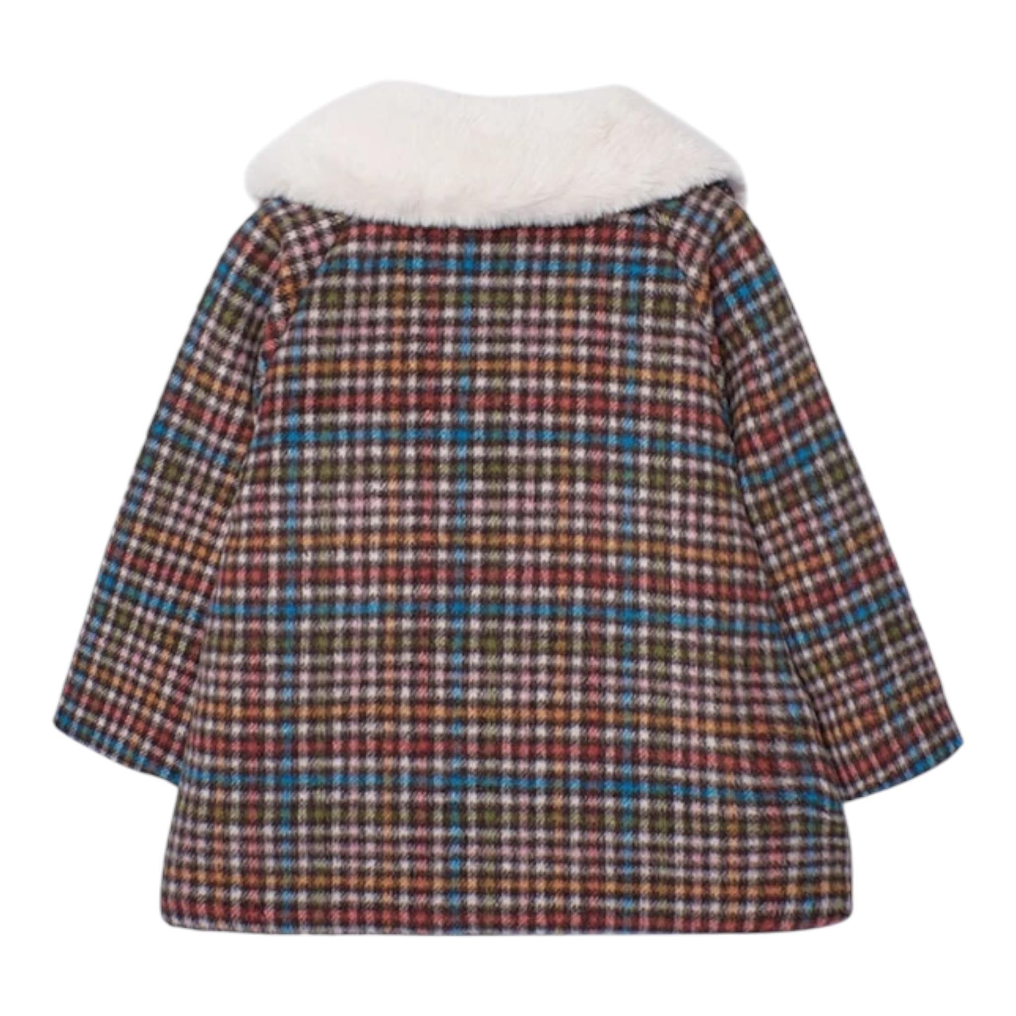 BOBOLI cappotto fantasia quadretti con colletto pelliccia Multicolor per Bambino 239183 MULTICOLOR BOBOLI 