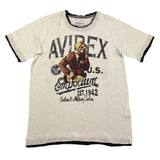 Avirex C&amp;Mt Crew Neck T-Shirt Solid Color with Contrast Print White for Kids