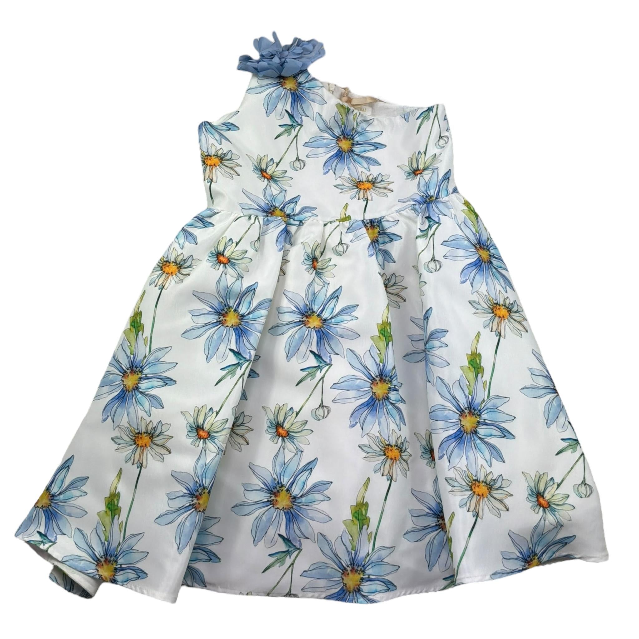 Meilisa Bai Abito Monospalla Tinta Unita con Stampe Floreale per Bambina FL6270 BIANCO MEILISA BAI 