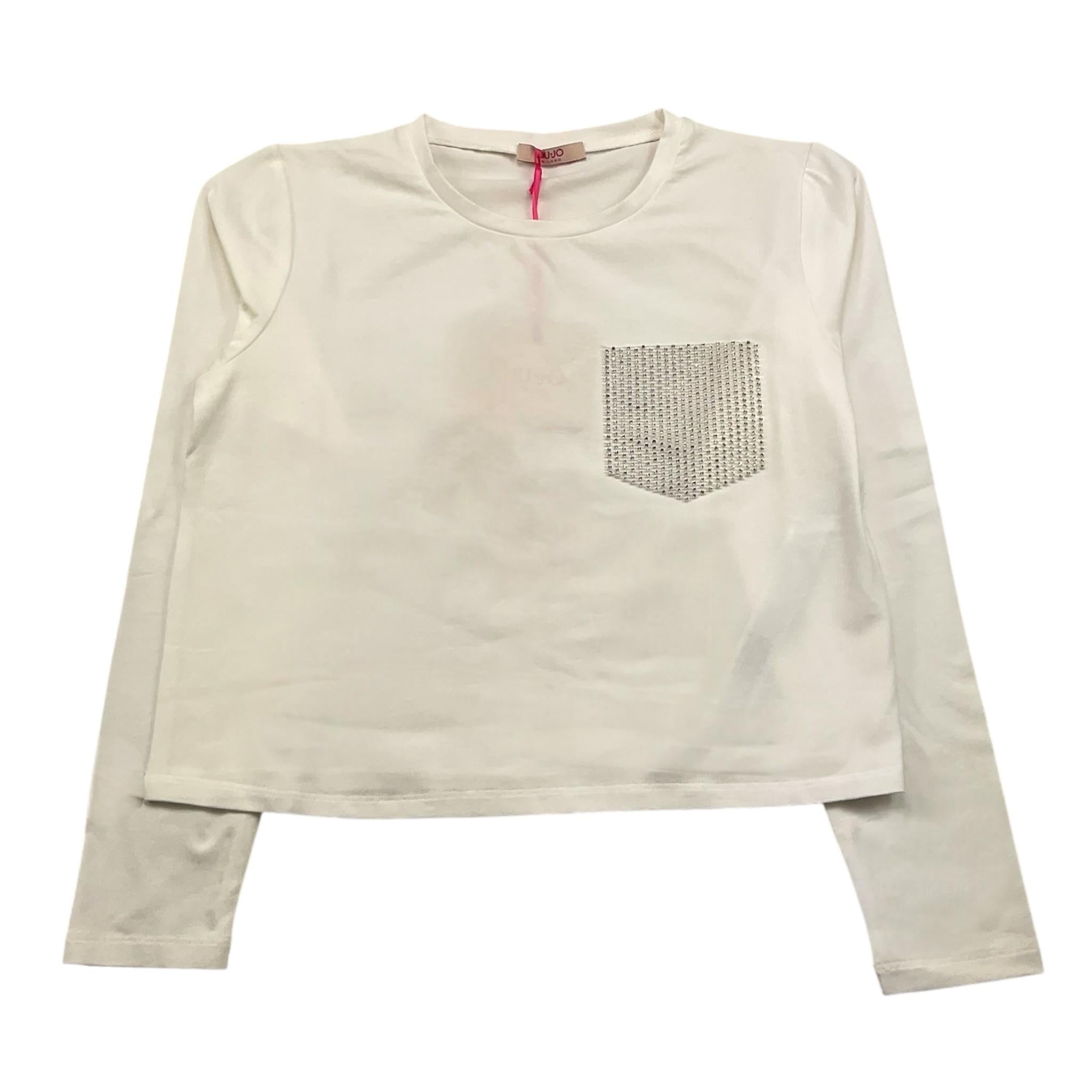 LIU JO shirt tinta unita girocollo con brillantini Bianco per Bambina GF4185 BIANCO LIU JO 