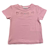 M+E' Plain Pink T-Shirt with Perforations for Baby Girls