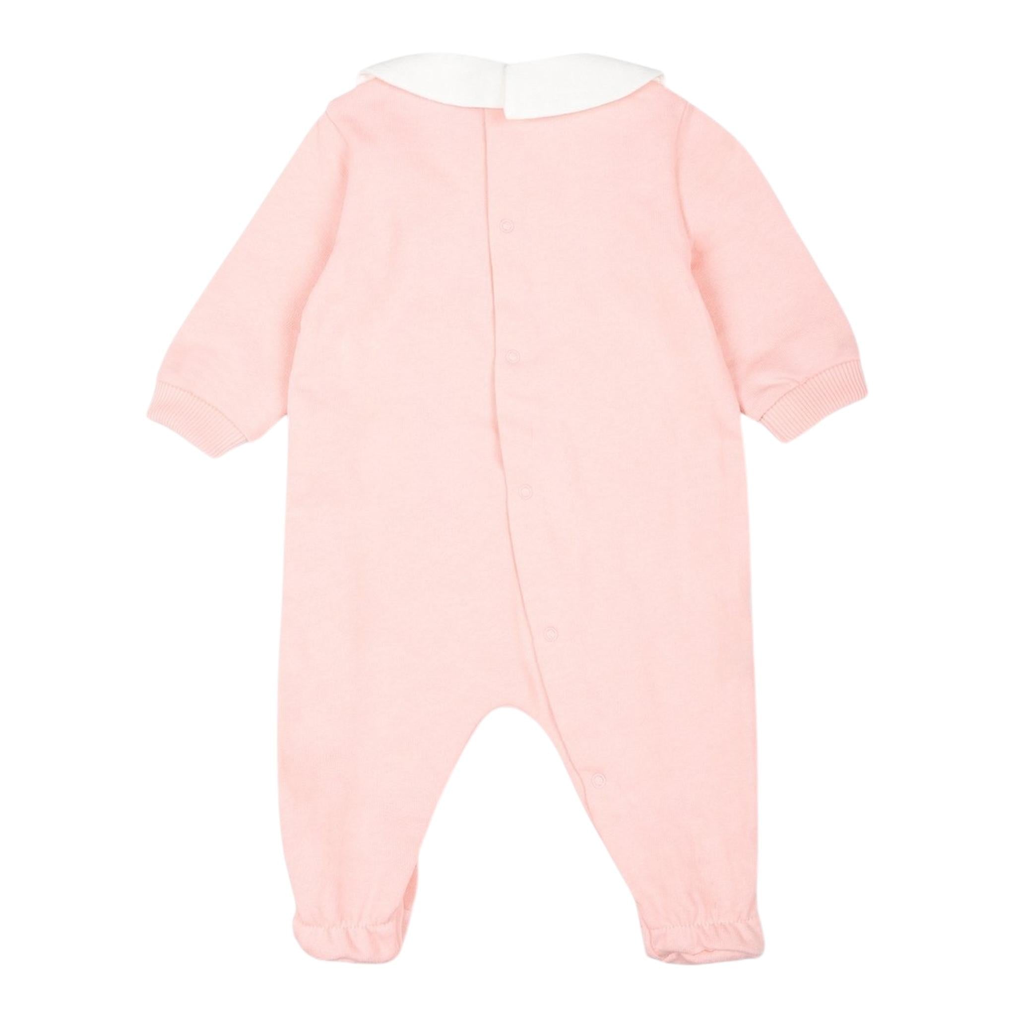 MOSCHINO tutina manica lunga tinta unita cn colletto e stampa in contrasto Rosa per Neonata MZY037X ROSA MOSCHINO 