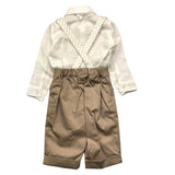 Marlu' 3 Piece Set Bermuda Shorts-Shirt-Bow Tie White/Beige For Newborn