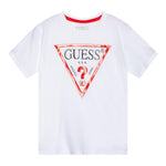 Guess T-Shirt Tinta Unita con Stampa per Neonato N73I55K8HM0NX BIANCO GUESS 