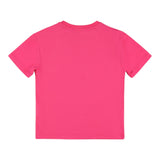 Barrow Kids Solid Color Crew Neck T-Shirt With Contrast Print Fuchsia For Girls