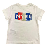 Mayoral Crew Neck T-Shirt Solid Color with Contrast Prints White for Newborns