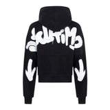 Disclaimer Plain Black Contrast Print Hooded Sweatshirt For Girls