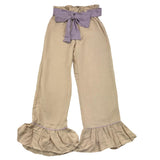 La Stupenderia Plain Palazzo Pants With Contrast Belt Beige For Girls