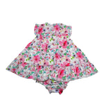 Mini Banda Set Abito-Coulotte Tinta Unita con Stampa per Neonata 3B784X BIANCO MINI BANDA 