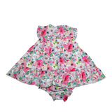 Mini Banda Set Abito-Coulotte Tinta Unita con Stampa per Neonata 3B784X BIANCO MINI BANDA 