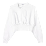 PINKO felpa tinta unita girocollo con applicazioni Bianco per Bambina F4PIJGSW035 BIANCO PINKO 