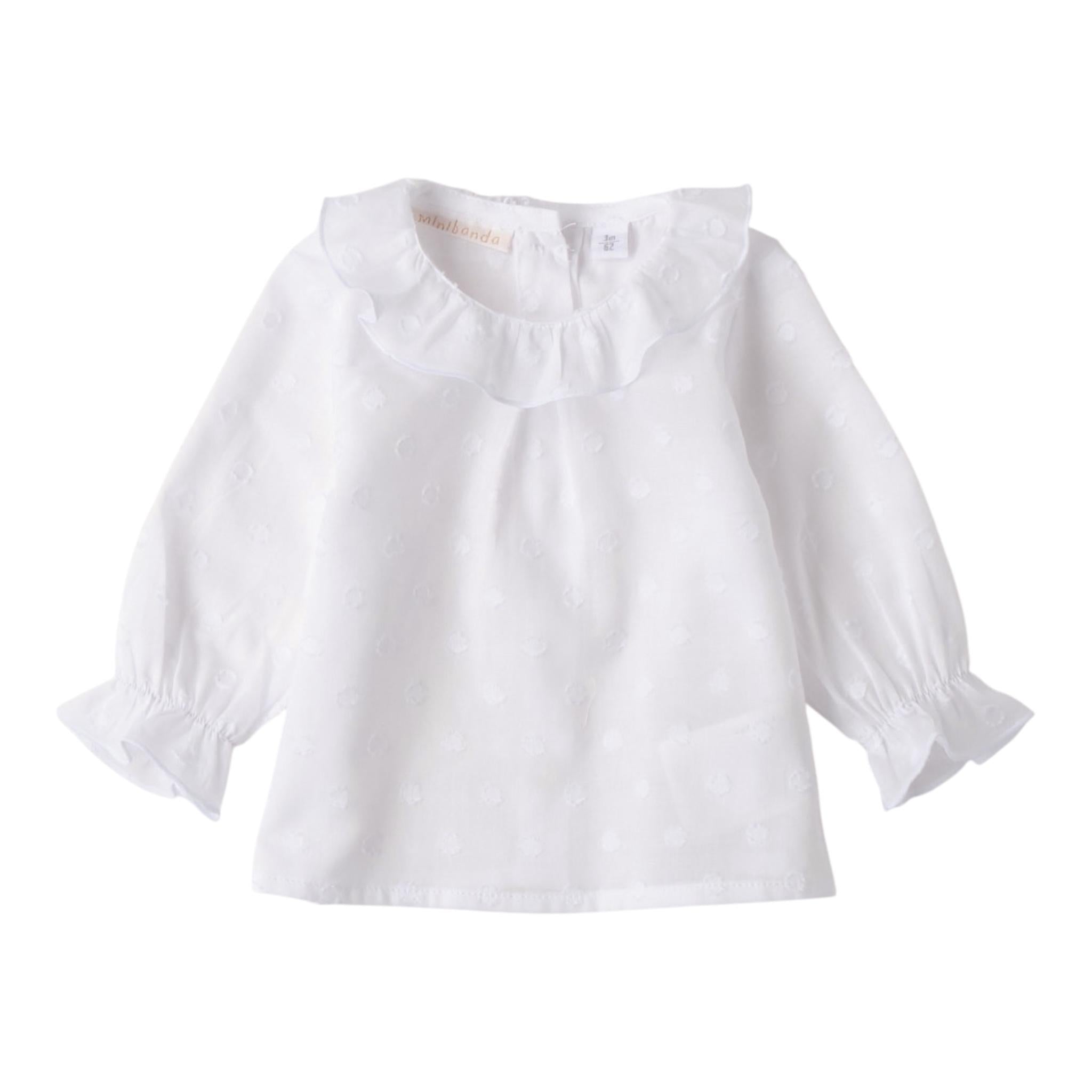 Minibanda Camicia Tinta Unita con Colletto per Neonata 3B700 BIANCO MINIBANDA 