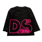 GCDS maxi shirt tinta unita girocollo con stampa Nero per Neonata 028775 NERO GCDS 