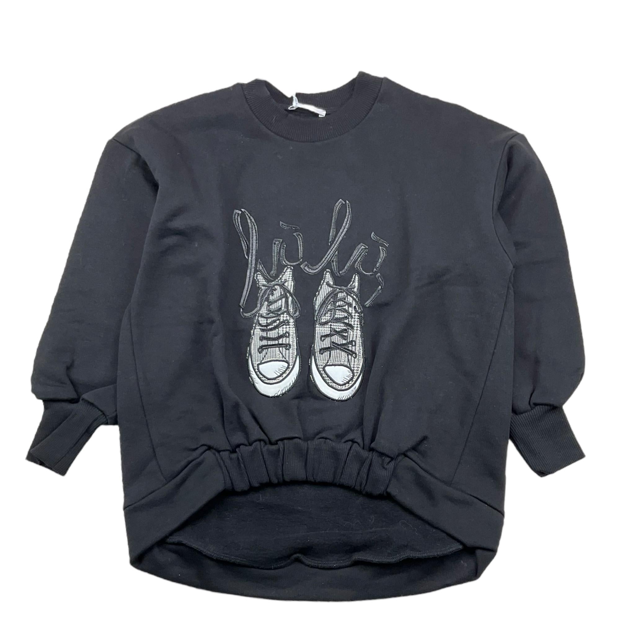 LU LU BY MISS GRANT felpa tinta unita con stampa Nero per Bambina LL3035 NERO LU LU BY MISS GRANT 