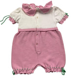 Light Colors Two-Tone White/Pink Half Sleeve Romper For Baby Girl