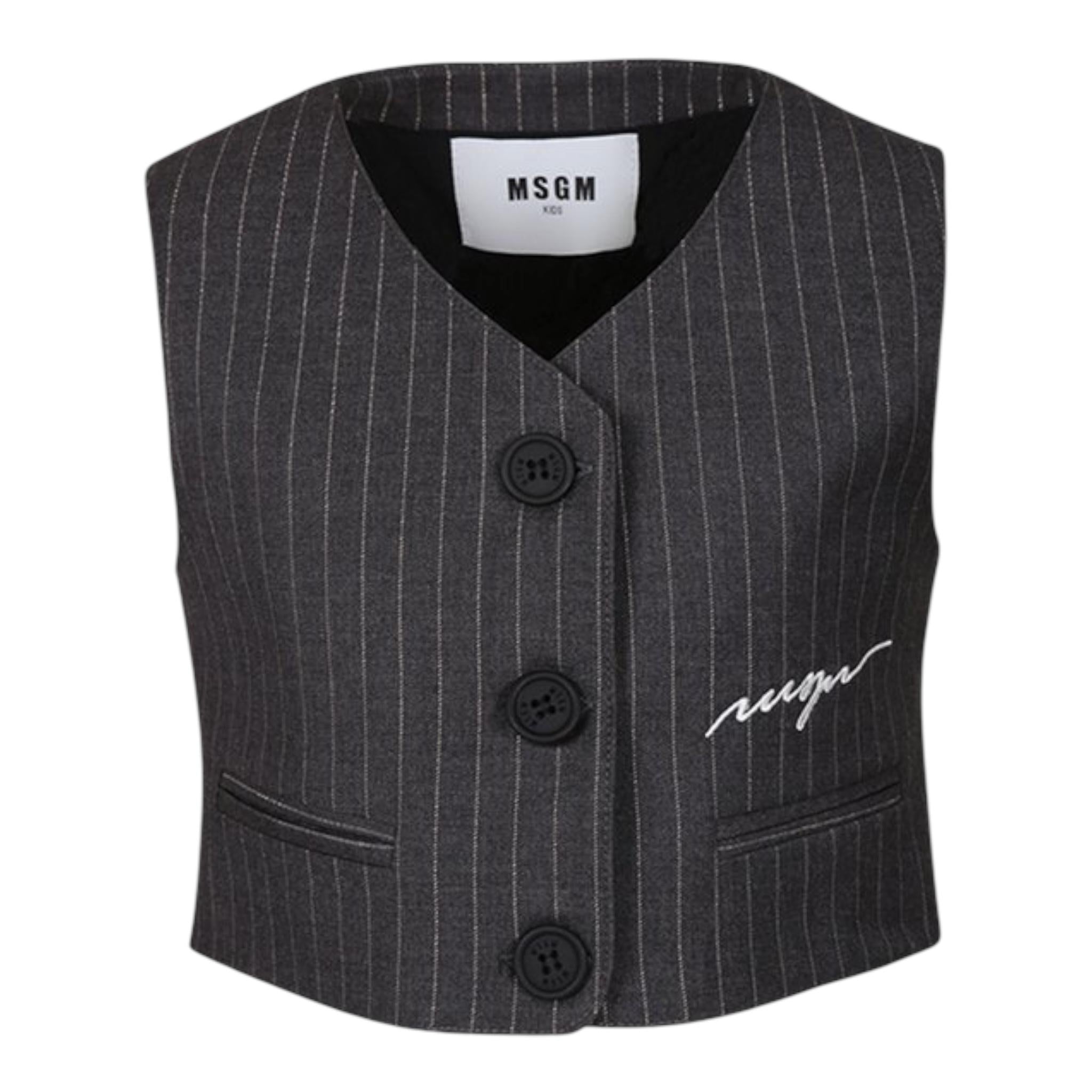 MSGM gilet tinta unita con stampa logo Grigio per Bambina F4MSJGVE156 GRIGIO MSGM 