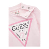 GUESS felpa chiusa girocollo tinta unita con logo Rosa per Neonata K4YQ10KA6R3XX ROSA GUESS 