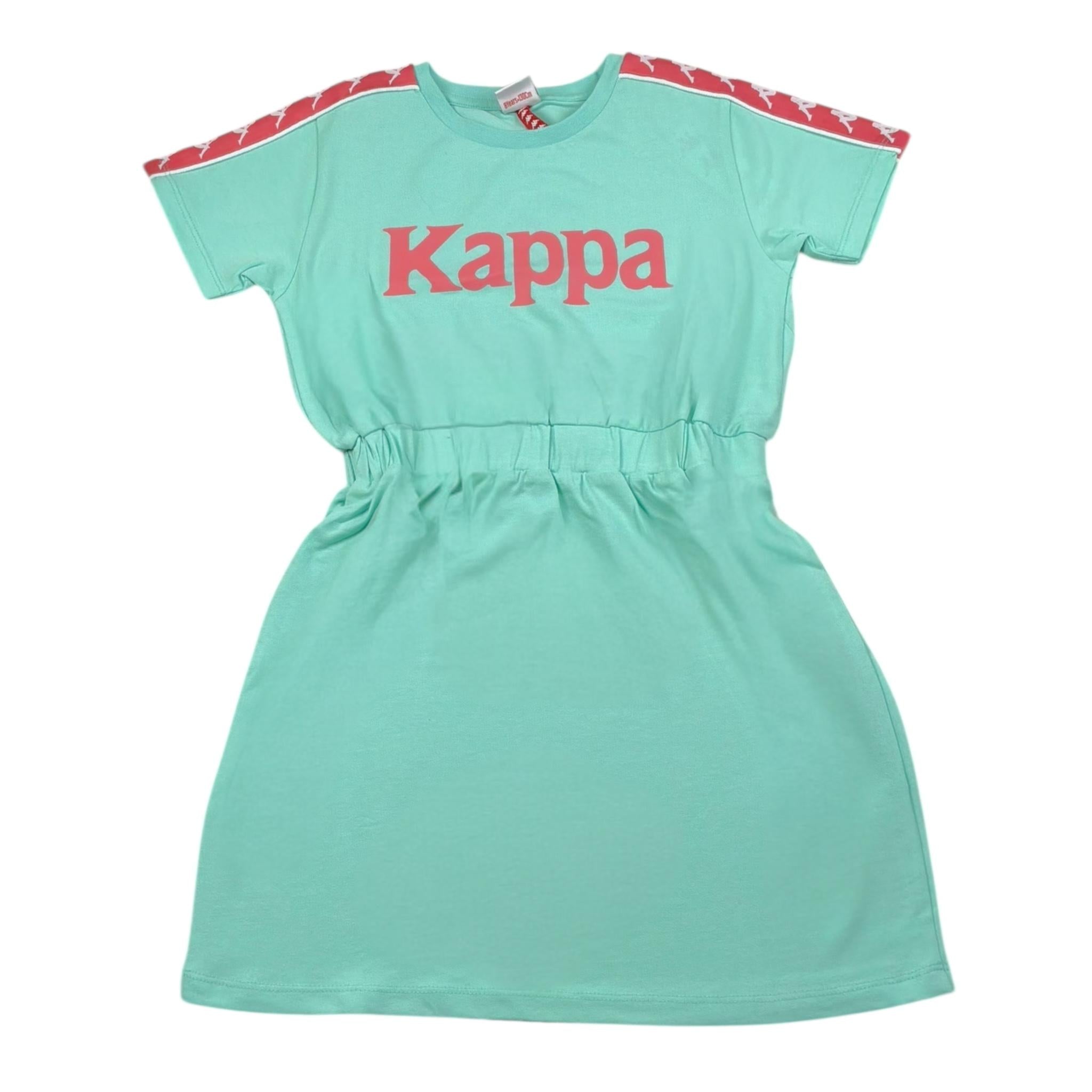 Kappa Abito Tinta Unita Mezza Manica con Stampa per Bambina 3746VM00017 VERDE ACQUA KAPPA 