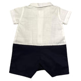 Barcellino Two-Tone Romper Half Sleeve White/Blue For Newborn