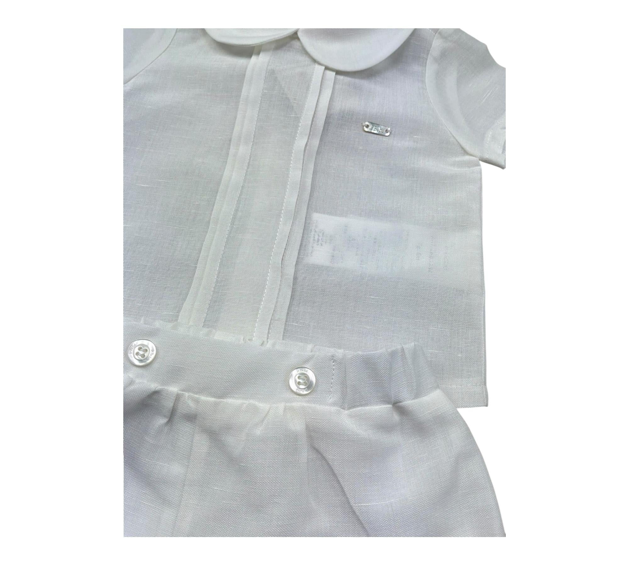 Le Bebe Completo 2 Pezzi Camicia-Culotte per Neonato LBB5383 PANNA LE BEBE 