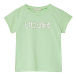 Liu Jo T-Shirt Girocollo Tinta Unita con Brillantini per Neonata KA5081NX VERDE LIU JO 