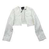Naice Giacca Modello Crop Tinta Unita per Bambina 24102 BIANCO NAICE 