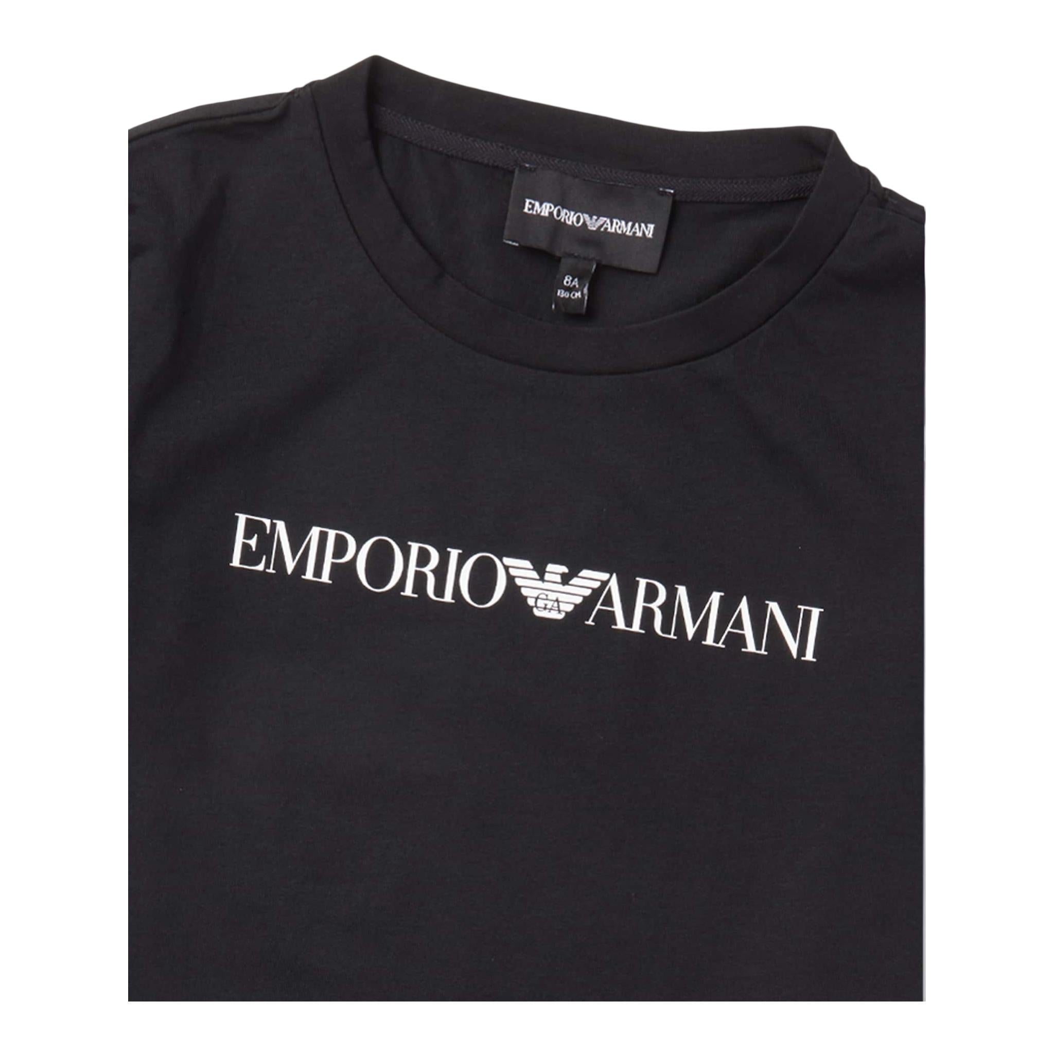 Emporio Armani T-Shirt Girocollo Tinta Unita con Stemma Logo per Bambino EB0004211 BLU EMPORIO ARMANI 