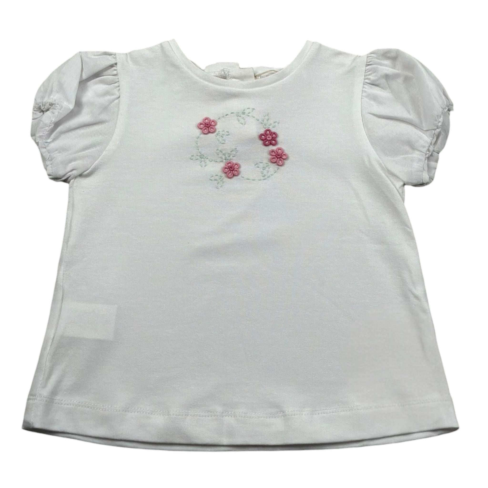 Isi Baby T-Shirt Girocollo Tinta Unita con Ricami per Neonata S25I111CAJJ BIANCO ISI BABY 