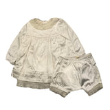 Caffe' D'Orzo Solid Color Half Sleeve Dress With Ivory Culotte For Baby Girl