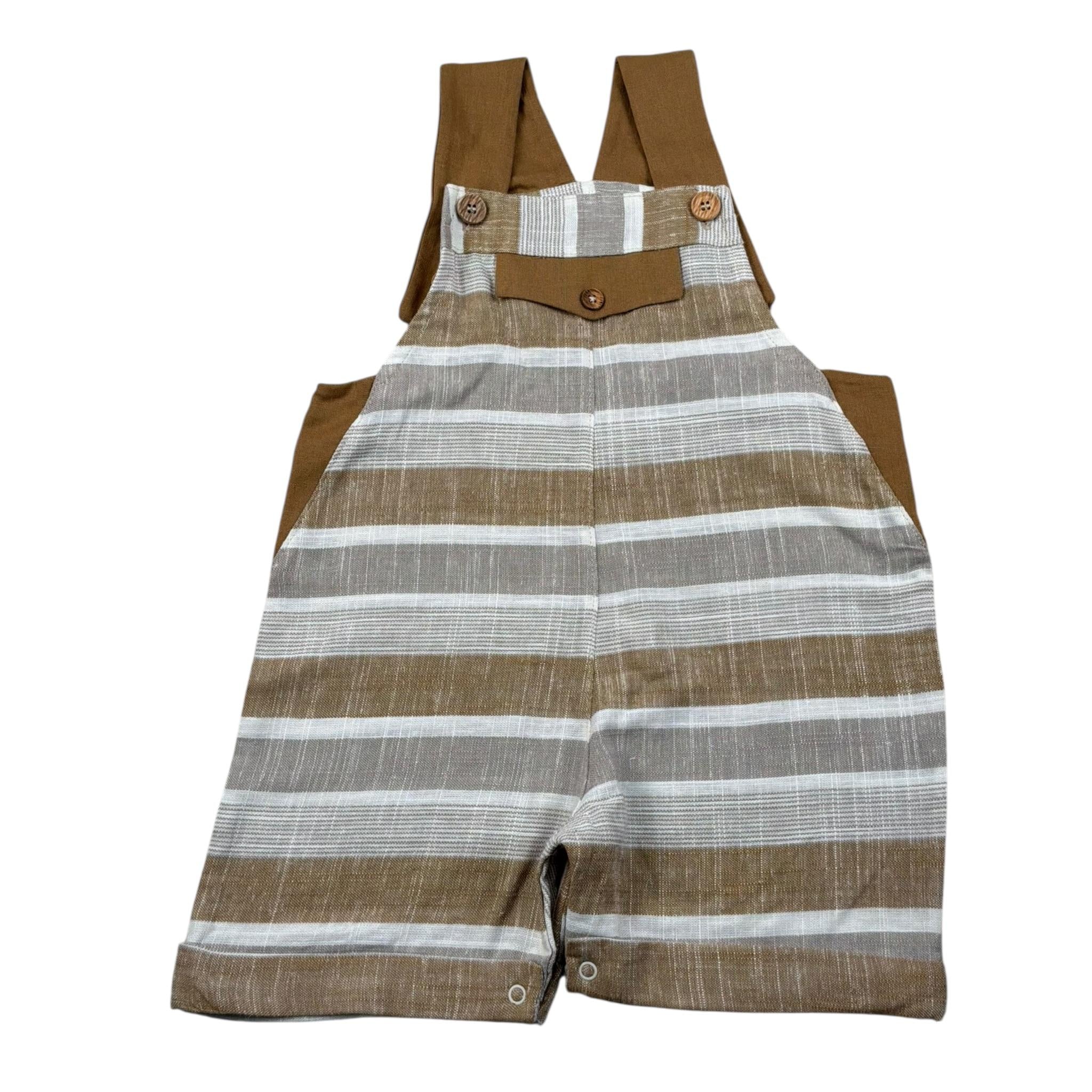 Babyvip Salopette Tricolore con Fantasia A Righe per Neonato T1304 CAMMELLO BABYVIP 