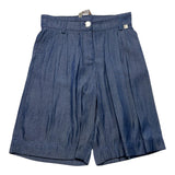 Manila Grace Solid Color Denim Shorts With Elastic Waistband Blue For Girls