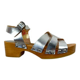 Papanatas Solid Color Clogs With Silver Buckle For Girls