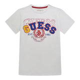 Guess T-Shirt Girocollo Tinta Unita con Stampa per Bambino L5RI02K8HM4 BIANCO GUESS 