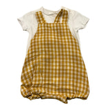 Teddy E Minou Two-Tone Set Dungarees-T-Shirts White/Yellow For Baby Girl