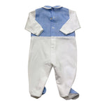 I Delfi Tutina Bicolore con Fantasia A Righe per Neonato 25P5270 BIANCO/AZZURRO I DELFI 