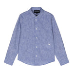 Emporio Armani Camicia Tinta Unita con Manica Lunga E Microfantasia per Bambino 3D4CJDX AZZURRO EMPORIO ARMANI 