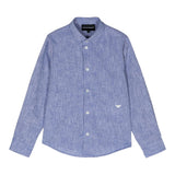 Emporio Armani Camicia Tinta Unita con Manica Lunga E Microfantasia per Bambino 3D4CJDX AZZURRO EMPORIO ARMANI 