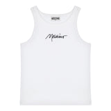 Moschino Canotta Girocollo Tinta Unita con Ricamo Logo per Bambina HDM06 BIANCO MOSCHINO 